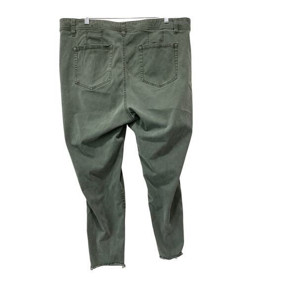 Lane Bryant Mid Rise Skinny Utility Pants Size 20 Zip Ankle Raw Hem Olive Green - Picture 10 of 10